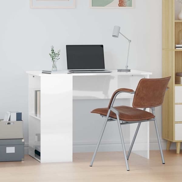 vidaXL Skrivbord vit högglans 100x55x75 cm konstruerat trä Vit