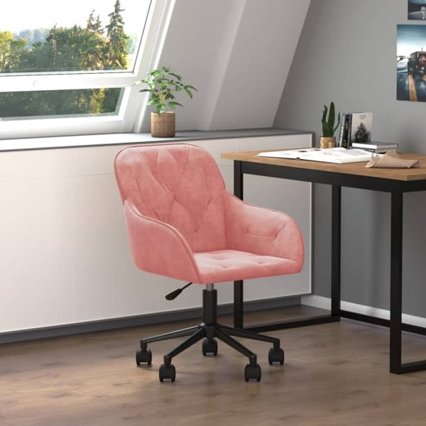 vidaXL Snurrbar kontorsstol rosa sammet Rosa