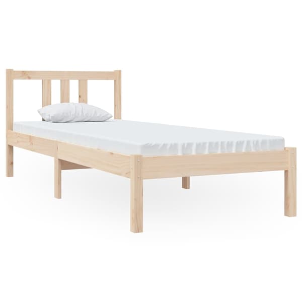vidaXL Sängram massivt trä 75x190 cm Brun
