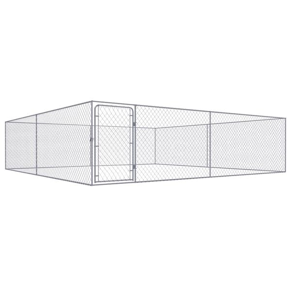 vidaXL Hundgård för utomhusbruk galvaniserat stål 4x4x1 m Silver