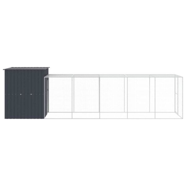 vidaXL Hönshus med gård antracit 165x659x181 cm galvaniserat stål Antracit