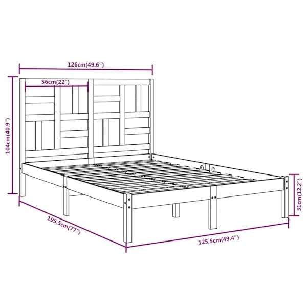 vidaXL Sängram vit massivt trä 120x190 cm Vit