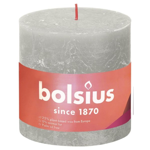 Bolsius Blockljus Shine 3-pack 100x100 mm sandgrå grå