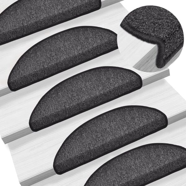 vidaXL 15 st Trappstegsmattor antracit 56x17x3 cm Antracit