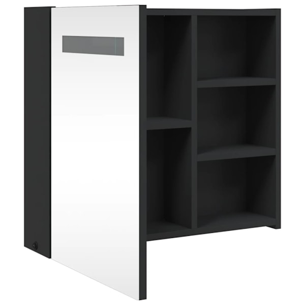 vidaXL Spegelskåp och LED-lampa svart 60x13x52 cm Svart