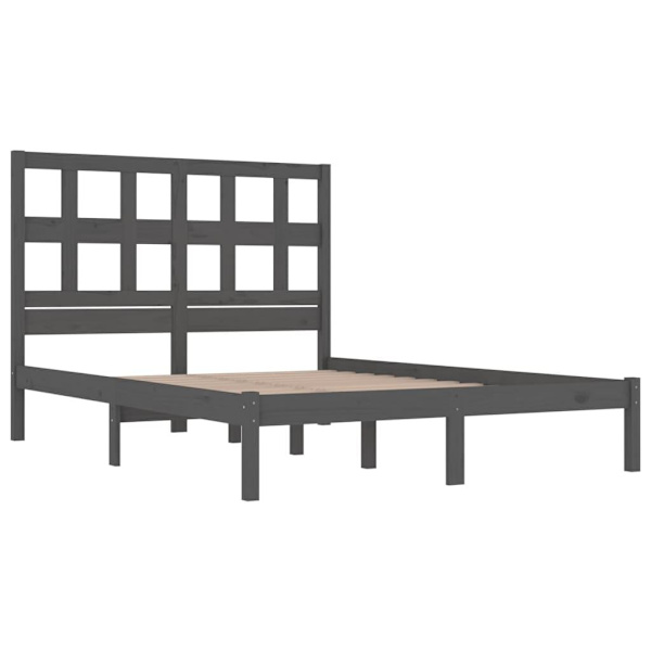 vidaXL Sängram grå massiv furu 160x200 cm Grå