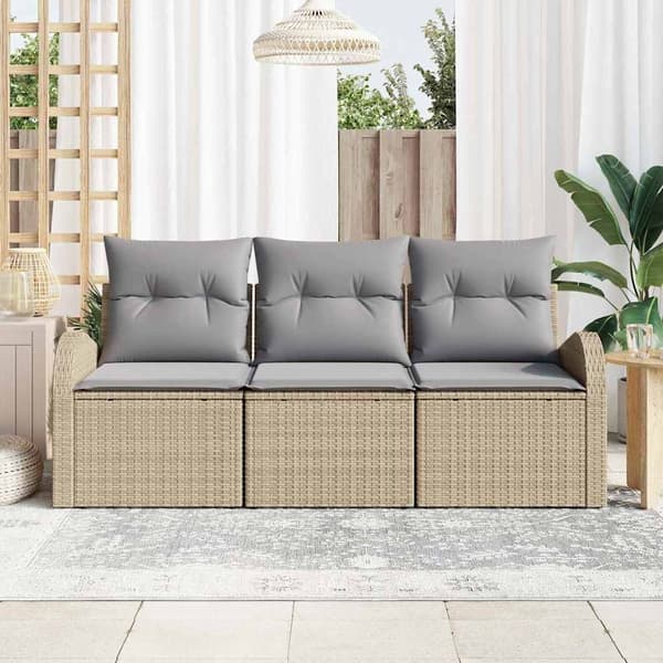 vidaXL Trädgårdsoffset Beige konstrotting Beige