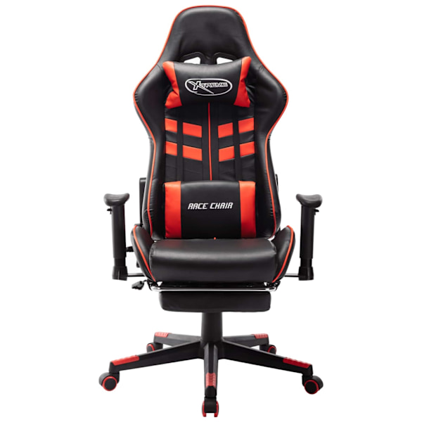 vidaXL Gamingstol med fotstöd svart och röd konstläder multifärg