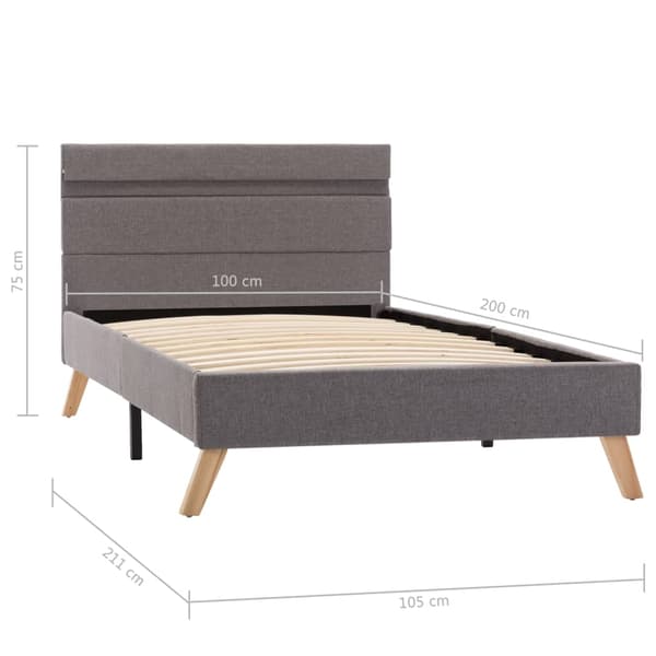 vidaXL Sängram med LED ljusgrå tyg 100x200 cm grå