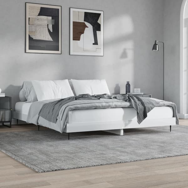vidaXL Sängram vit högglans 120x200 cm konstruerat trä Vit