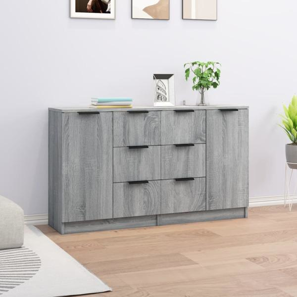 vidaXL Skänkar 2 st grå sonoma 60x30x70 cm konstruerat trä Grå