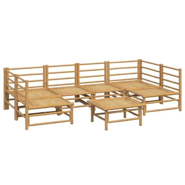 vidaXL Loungegrupp 7 delar ljusgråa dynor bambu Brun