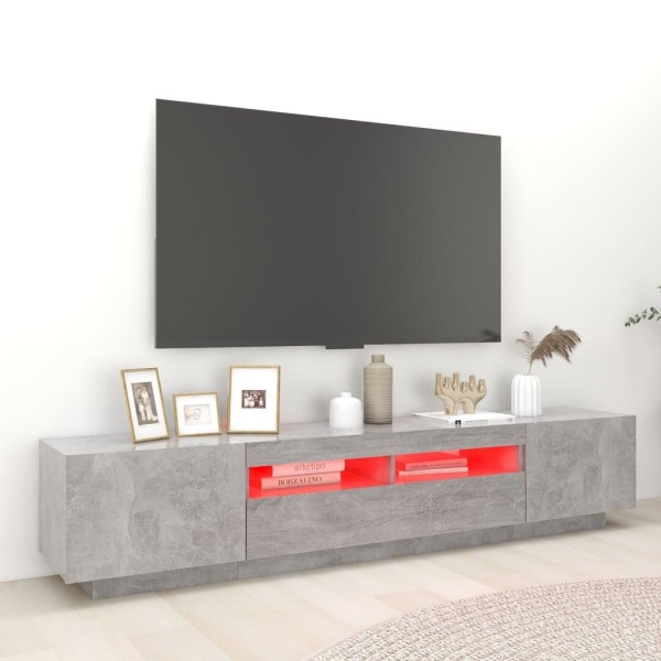 vidaXL TV-bänk med LED-belysning betonggrå 200x35x40 cm grå