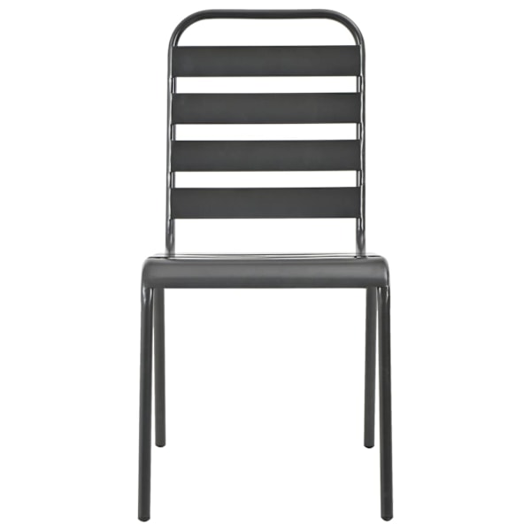 vidaXL Utestolar 4 st ribbad design stål mörkgrå grå