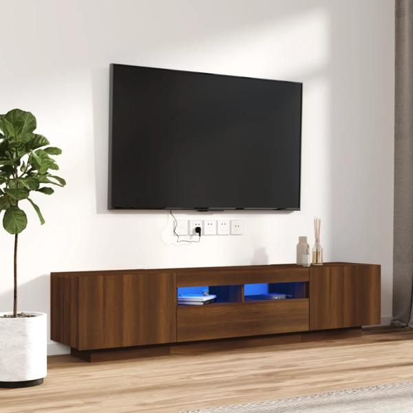 vidaXL Tv-bänk 2 delar med LED brun ek konstruerat trä Brun