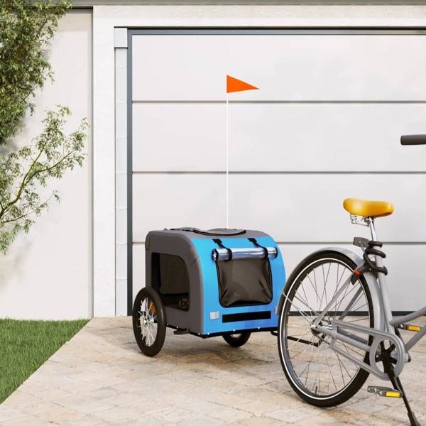 vidaXL Cykelvagn för djur blå och grå oxfordtyg och järn Blå