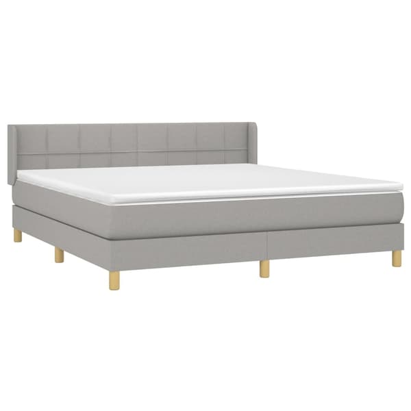 vidaXL Ramsäng med madrass ljusgrå 180x200 cm tyg Grå