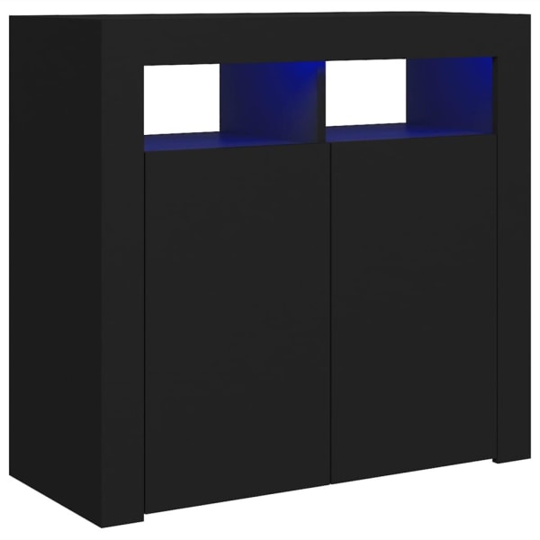 vidaXL Skänk med LED-belysning svart 80x35x75 cm Svart