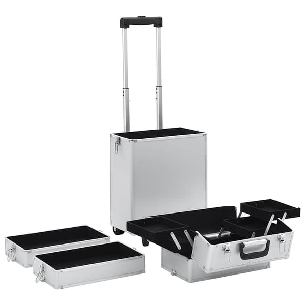 vidaXL Sminklåda aluminium silver Silver