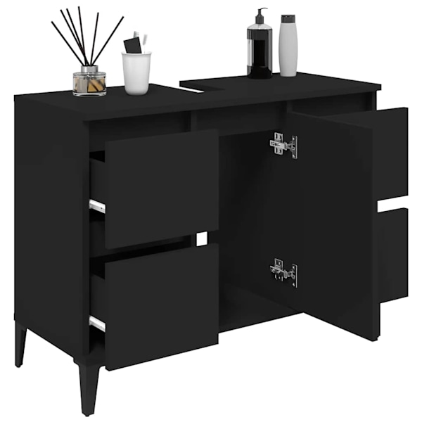 vidaXL Tvättställsskåp svart 80x33x60 cm konstruerat trä Svart
