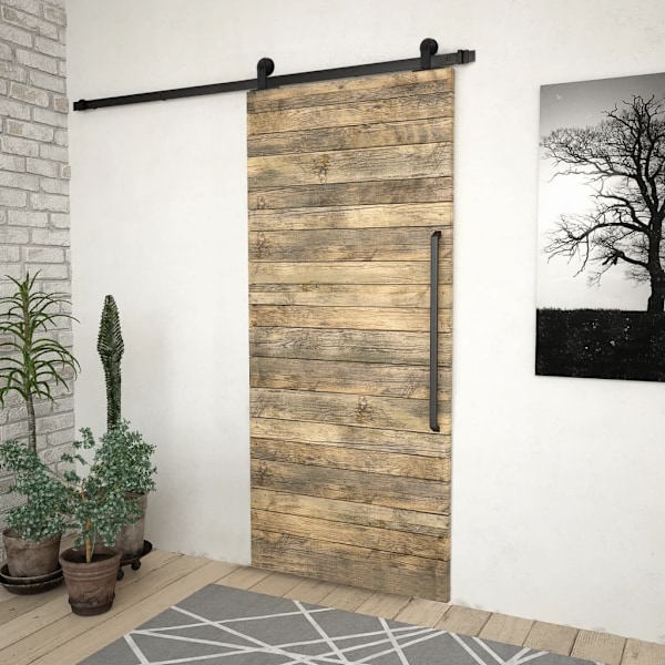 vidaXL Skjutdörrsbeslag SKIEN 200 cm stål svart Svart