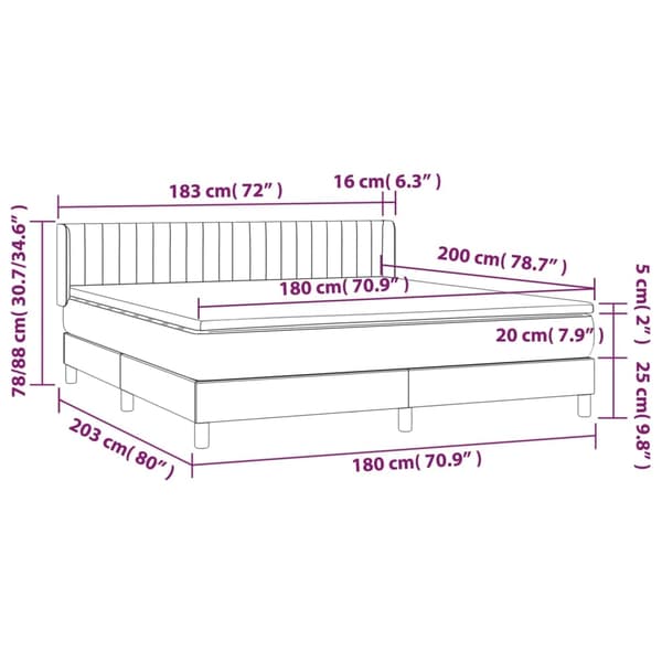 vidaXL Ramsäng med madrass ljusgrå 180x200 cm sammet Grå