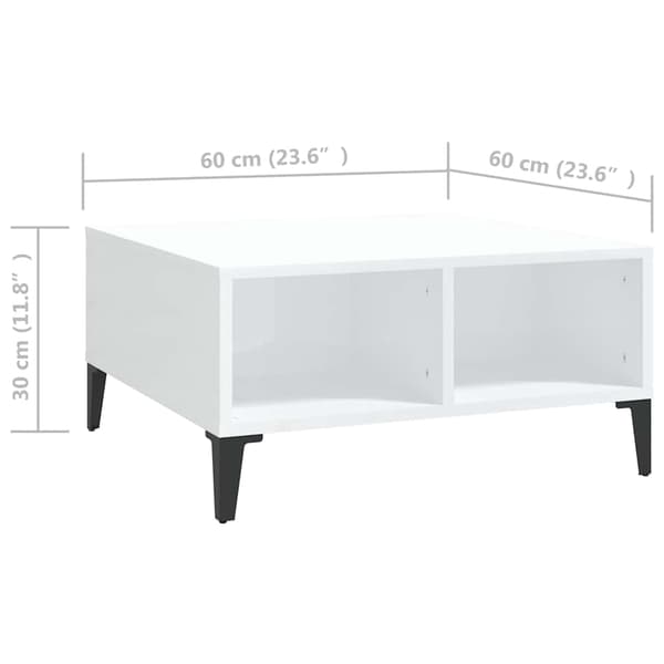 vidaXL Soffbord vit högglans 60x60x30 cm konstruerat trä Vit