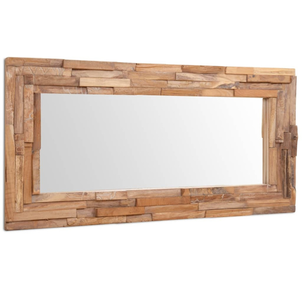 vidaXL Prydnadsspegel teak 120x60 cm rektangulär Brun