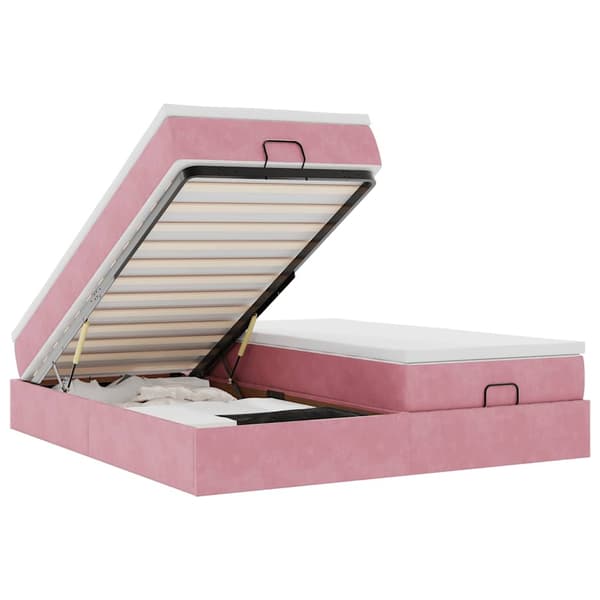 vidaXL Ottoman sängram med madrasser rosa 200x200 cm sammet Rosa