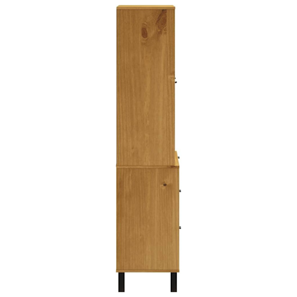 vidaXL Högskåp med glasdörrar FLAM 80x40x180 cm massiv furu Brun
