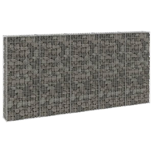 vidaXL Gabionmur galvaniserat stål 300x30x150 cm Silver
