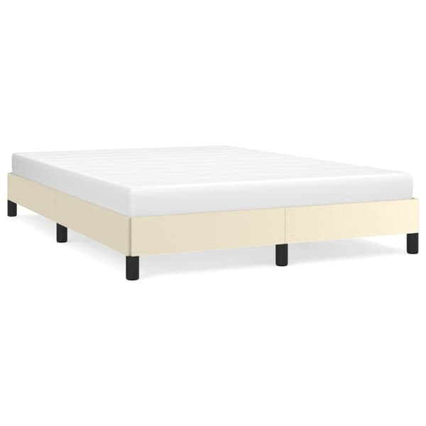 vidaXL Sängram gräddvit 140x190 cm konstläder Kräm