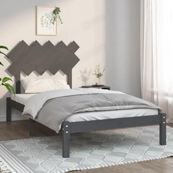 vidaXL Sängram grå 100x200 cm massivt trä Grå
