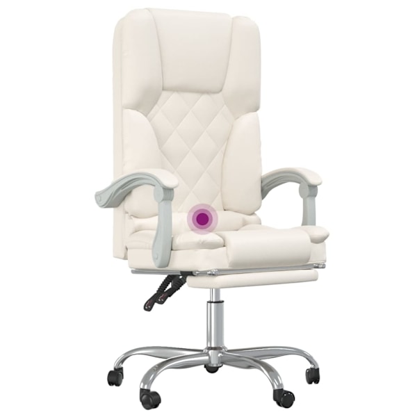 vidaXL Kontorsstol med massage gräddvit konstläder Kräm