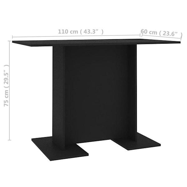 vidaXL Matbord svart 110x60x75 cm konstruerat trä Svart
