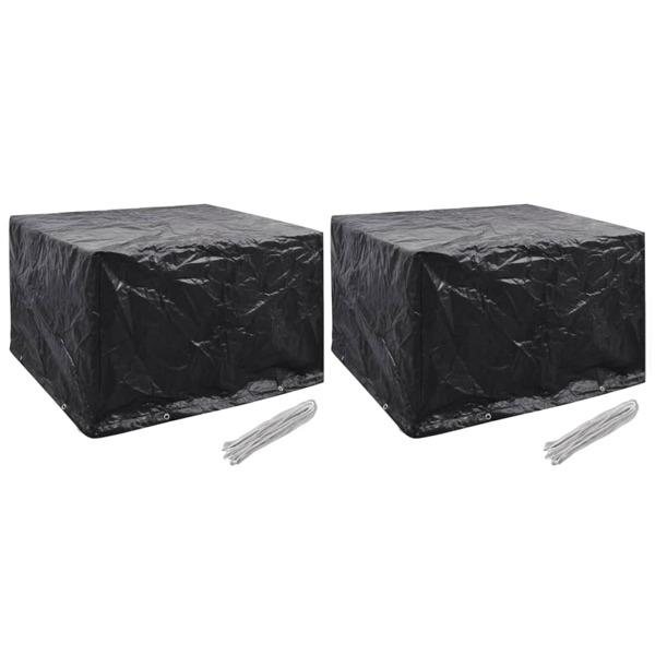 vidaXL Överdrag för trädgårdsmöbler 2 st 8 öljetter 135x135x90 cm Svart