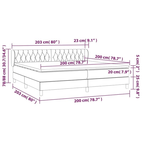 vidaXL Ramsäng med madrass blå 200x200 cm tyg Blå