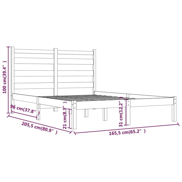 vidaXL Sängram grå massiv furu 160x200 cm Grå