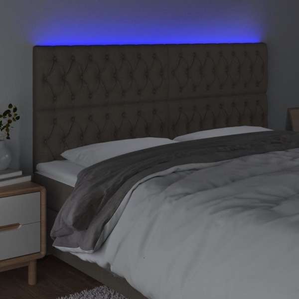 vidaXL Sänggavel LED taupe 180x7x118/128 cm tyg Taupe