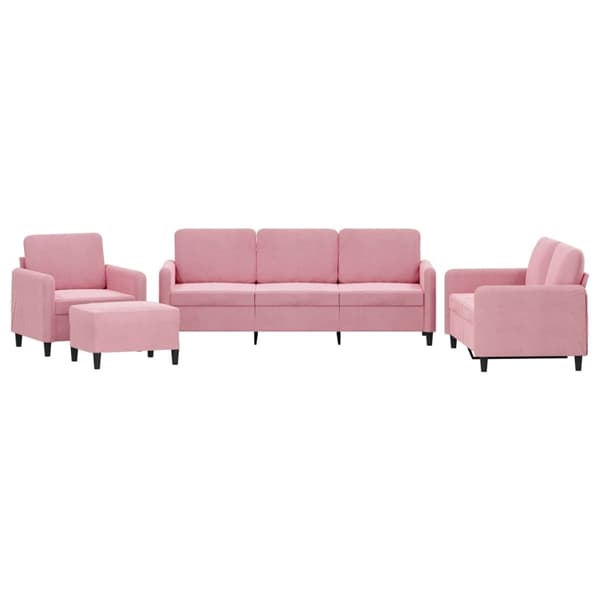 vidaXL Soffgrupp 4 delar rosa sammet Rosa