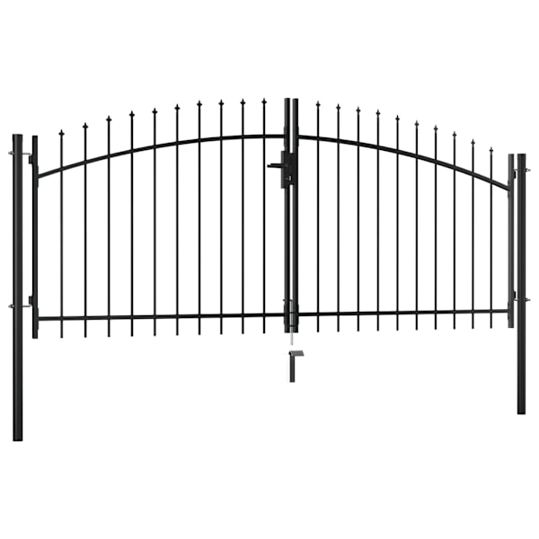 vidaXL Dubbelgrind med spjut-toppar 300x150 cm Svart