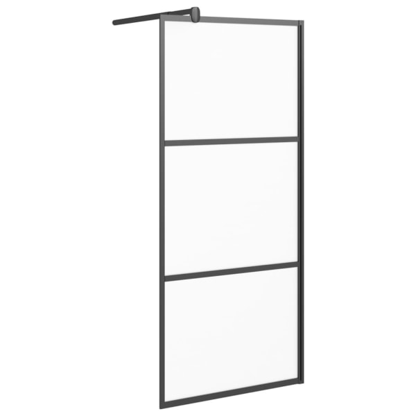 vidaXL Duschvägg 90x195 cm halvfrostat ESG-glas svart Svart