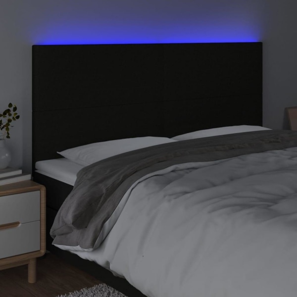vidaXL Sänggavel LED svart 180x5x118/128 cm tyg Svart