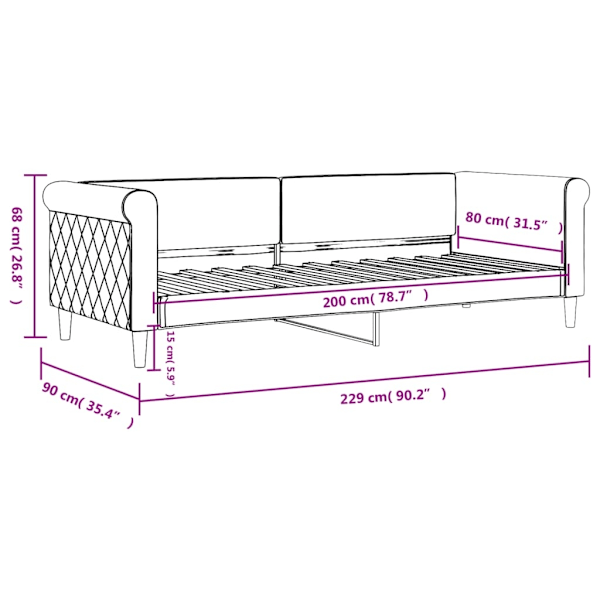 vidaXL Dagbädd rosa 80x200 cm sammet Rosa