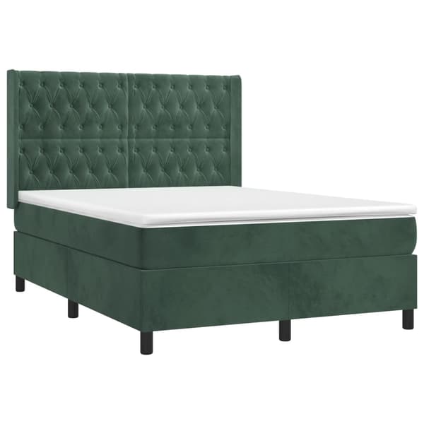 vidaXL Ramsäng med madrass mörkgrön 140x200 cm sammet Grön
