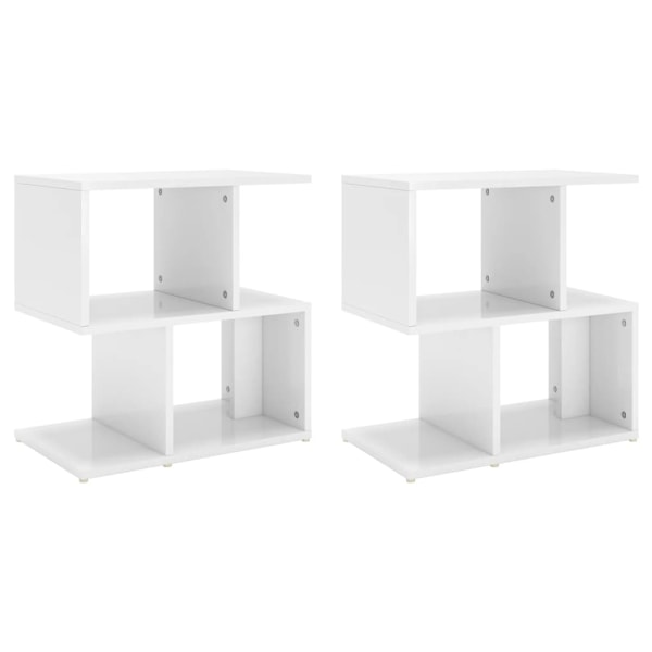 vidaXL Sängbord 2 st vit högglans 50x30x51,5 cm konstruerat trä Vit