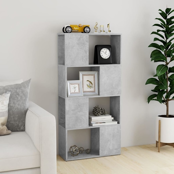 vidaXL Bokhylla Rumsavdelare betonggrå 60x24x124,5 cm grå