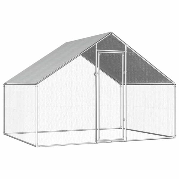 vidaXL Hönsbur för utomhusbruk 2,75x2x1,92 m galvaniserat stål Silver