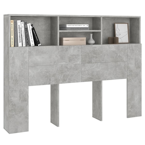 vidaXL Sänggavel med förvaring betonggrå 140x19x103,5 cm Grå