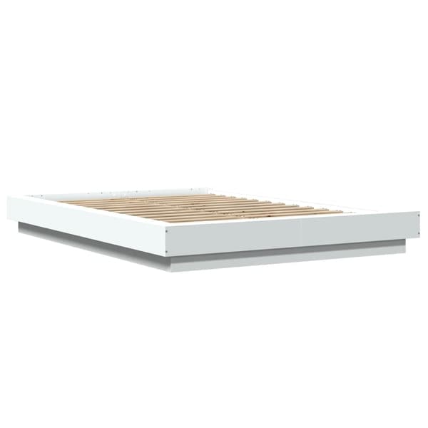 vidaXL Sängram med LEDs vit 140x190 cm konstruerat trä Vit
